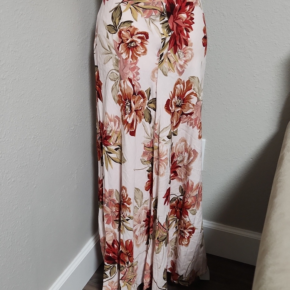 Anthropologie Paper Heart Pink Floral Sleeveless Linen Midi Dress - Picture 5 of 7